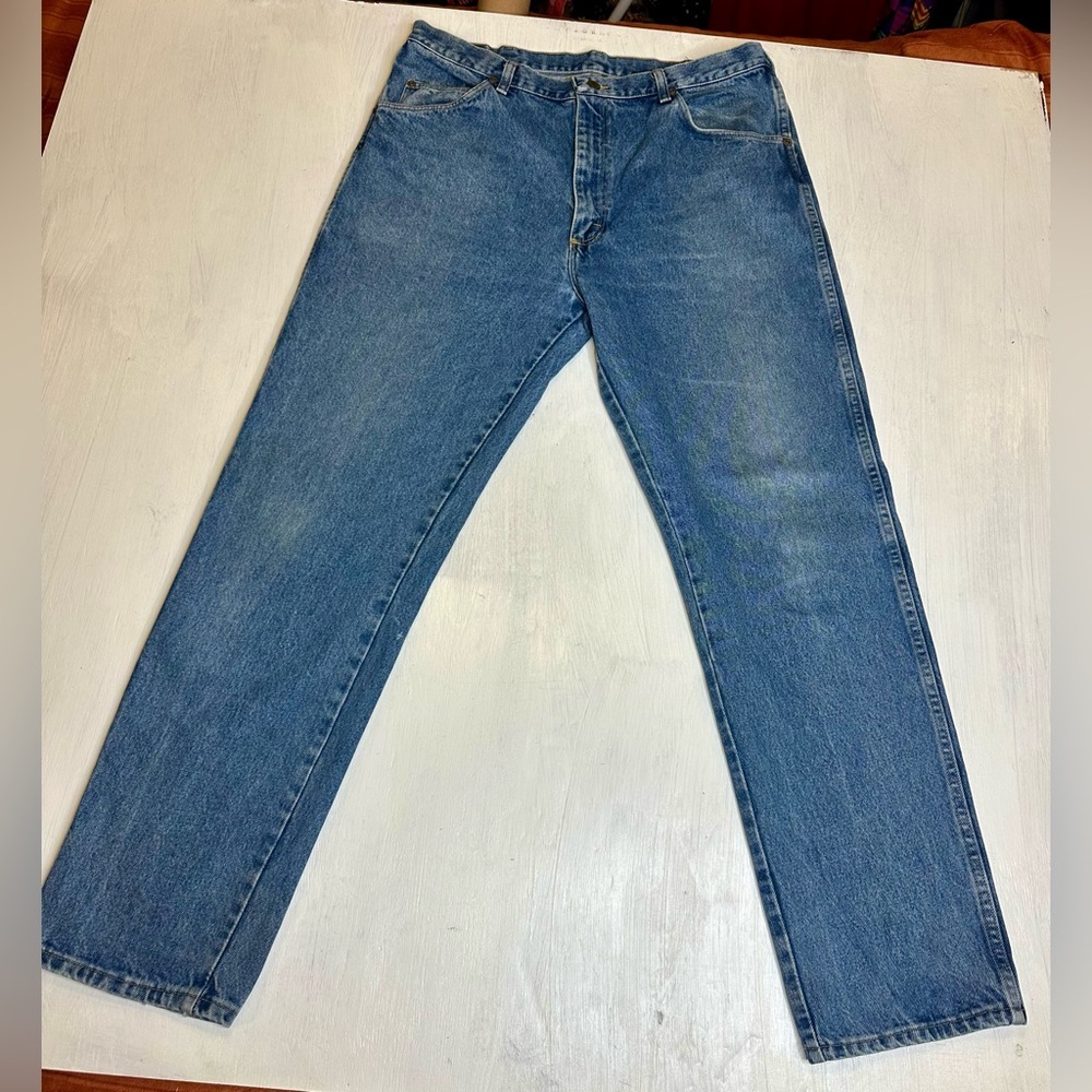 Wrangler 96501DS Jeans Mens 38x32 USA Made Vintage Straight Leg Blue Denim